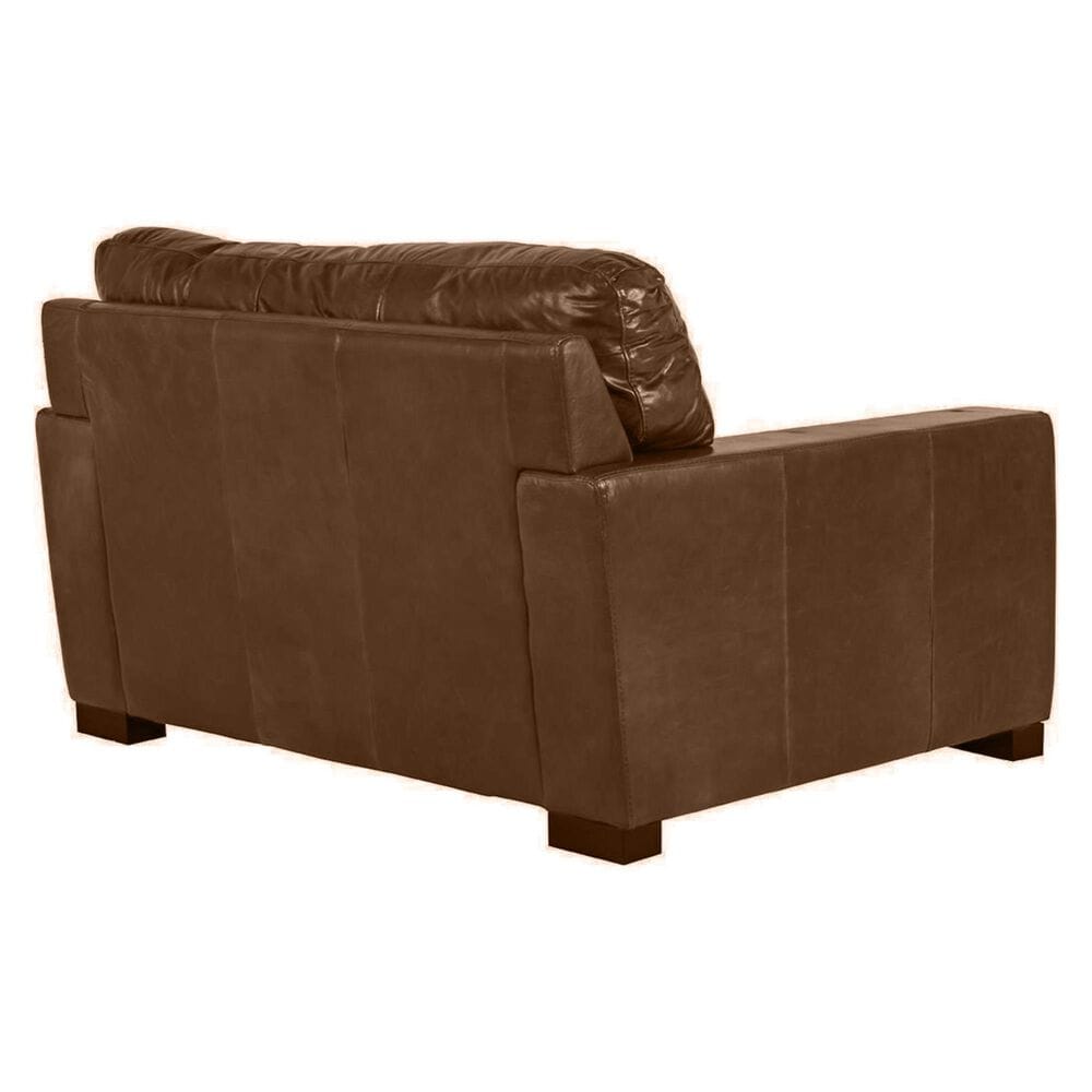 Softline Leather Chair and a Half and Ottoman in Splendor Chestnut, , large
