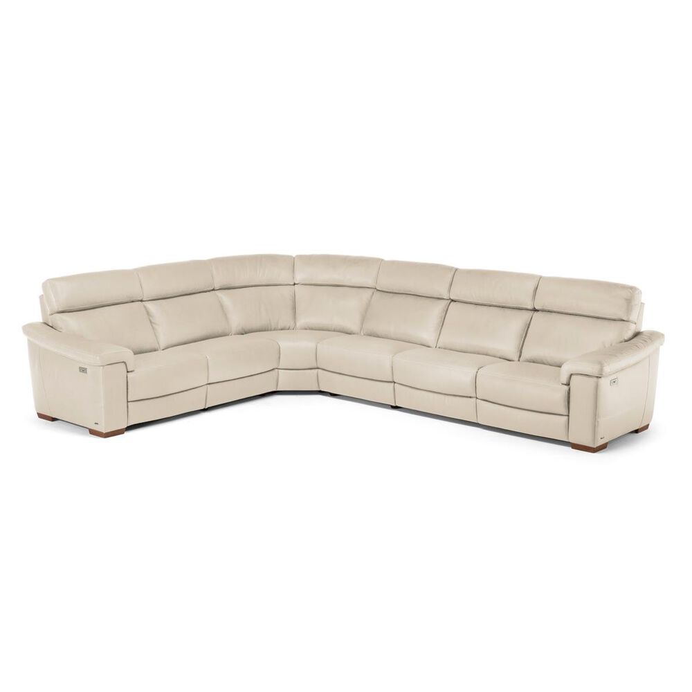 Natuzzi Editions Giulivo 6-Piece Leather Sectional in Tan Greige