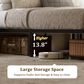 HOMLUX Full Upholstered Platform Storage Bed Frame with Storage Headboard in Beige, , large