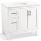 Kohler Quo 36" Single Bathroom Vanity in White with 3 cm Pure White Quartz Top and Oval Sink, , large