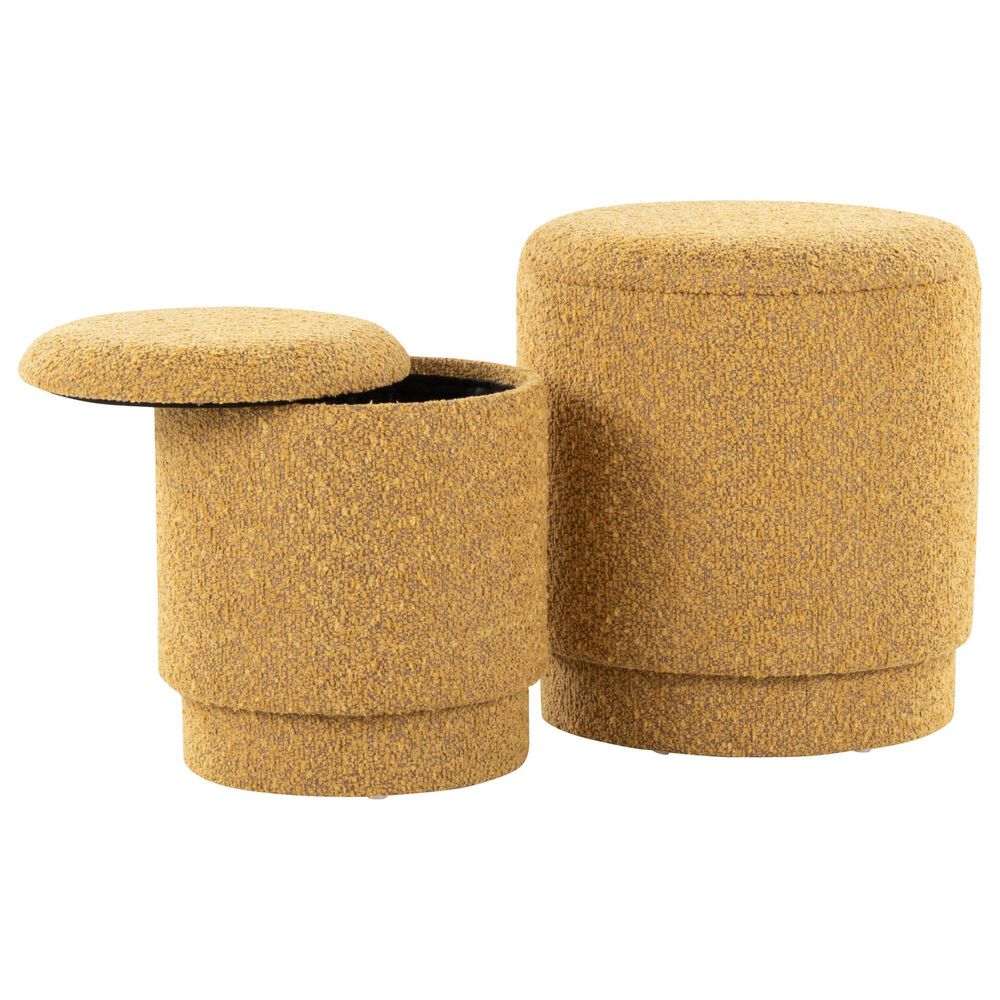 Lumisource Marla 2-Piece Upholstered Ottoman Set in Yellow, , large
