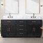 Lexora Home Abbey 72" Double Bathroom Vanity in Black Oak with 2 cm White Carrara Marble Top and Rectangular Sinks, , large