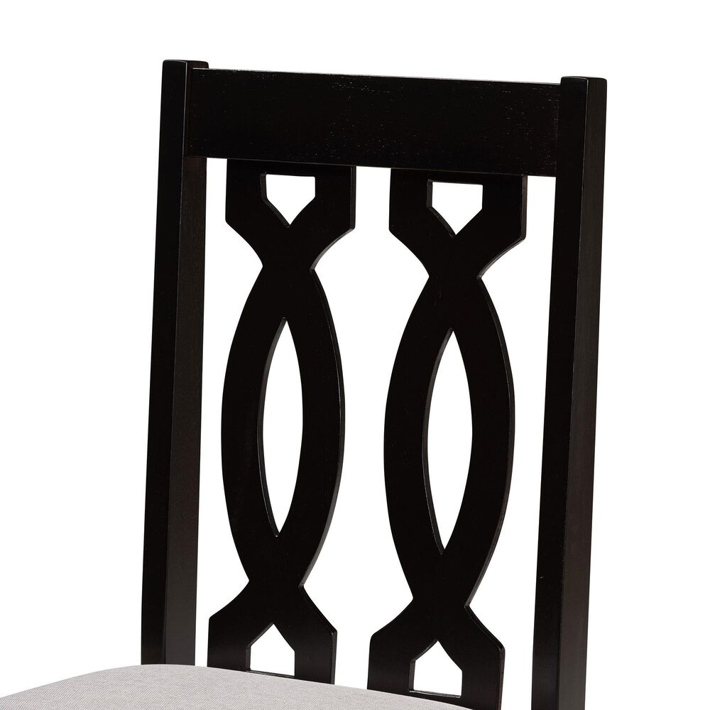 Baxton Studio Cherese Side Chair with Grey Cushion in Dark Brown (Set of 2), , large