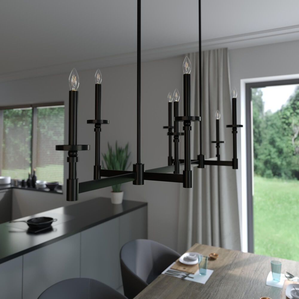 Hunter Briargrove 7-Light Linear Chandelier in Matte Black, , large