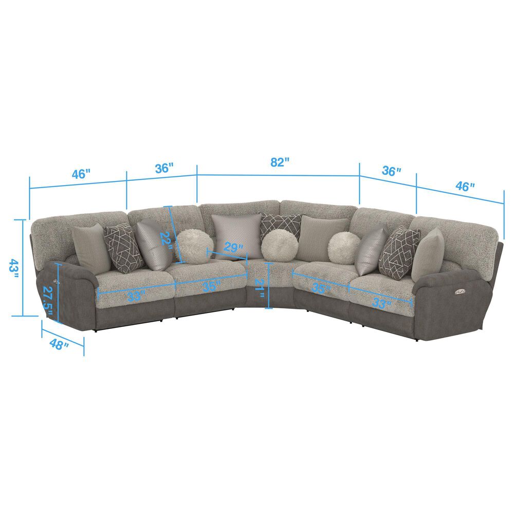 Catnapper Rendezvous 5-Piece Power Reclining Symmetrical Sectional in Slate and Fawn, , large