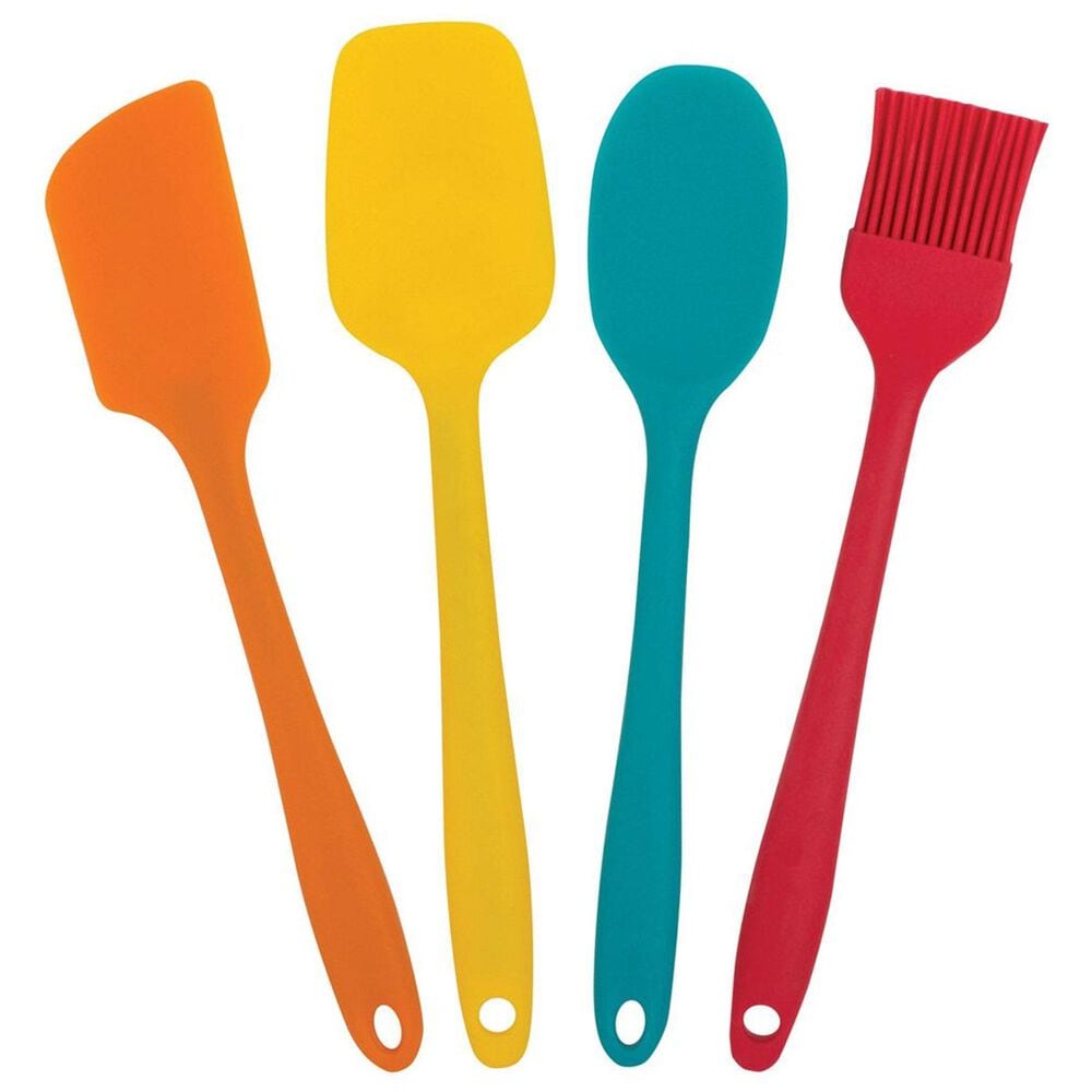 Mrs. Anderson&#39;s 4-Piece Baking Mini Silicone Tool Set in Red, Orange, Yellow and Blue, , large