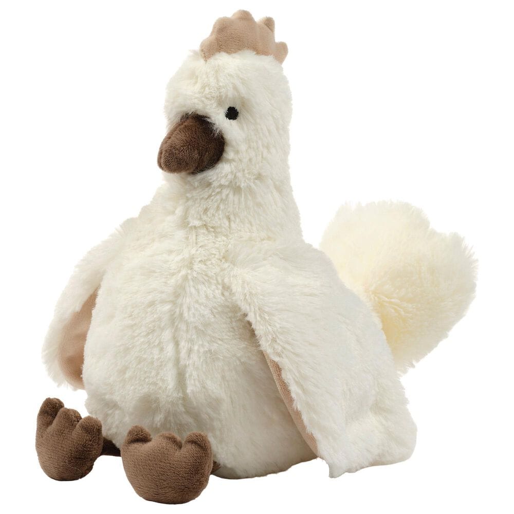 Lambs & Ivy Farmyard Friends Peep Chicken Plush Toy in White, Brown and Light Taupe, , large