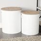 Maple and Jade 2-Piece Metal Storage Side Table Set with Wood Top in Polished White and Dark Brown, , large