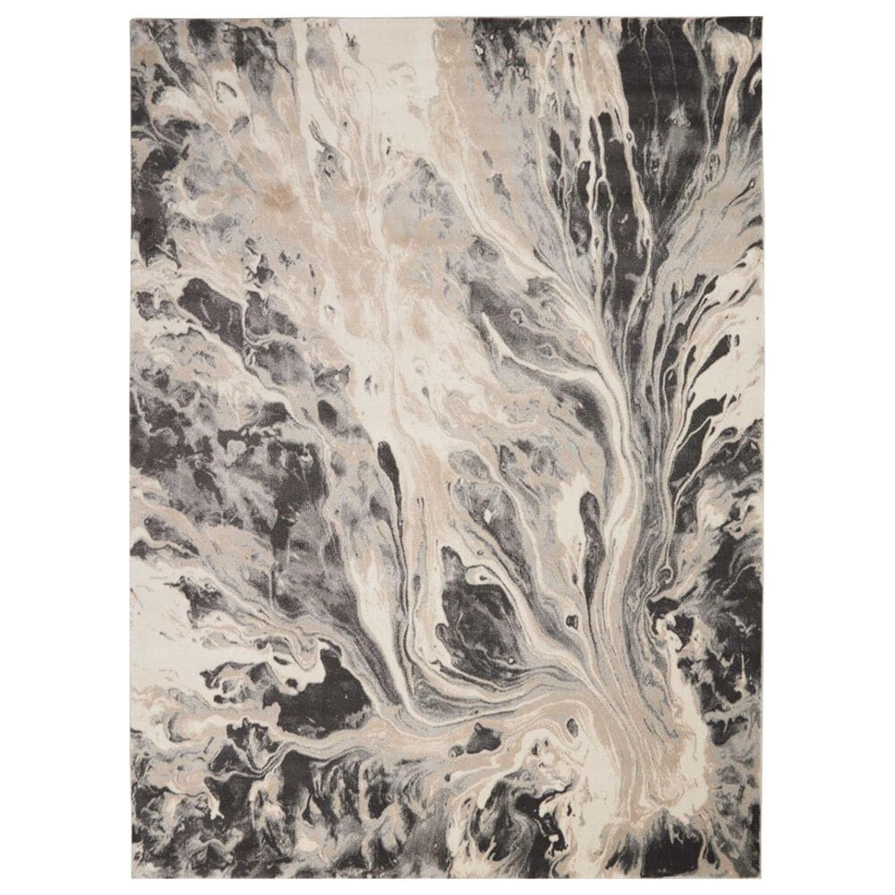 Nourison Elegance 7"10" x 10"6" Charcoal, Beige and Cream Area Rug, , large