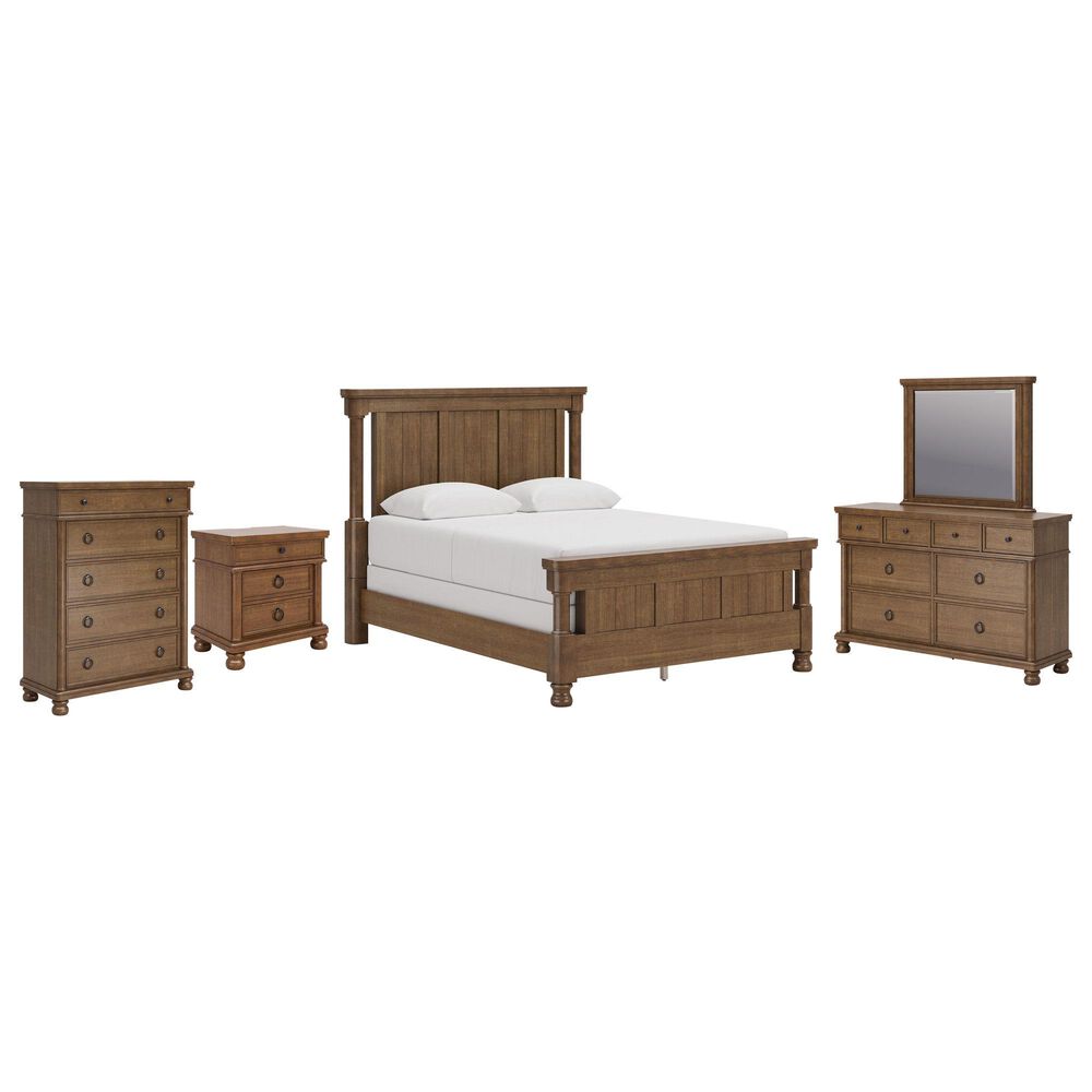Ashley Rowlenstown 5-Piece Queen Poster Bedroom Set in Brown, , large