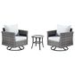 HOMLUX 3-Piece Patio Conversation Set with Square-Arm Swivel Rocking Chairs in Gray, , large