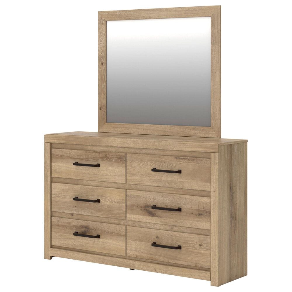 Ashley Brozmont Dresser and Mirror in Natural Brown, , large