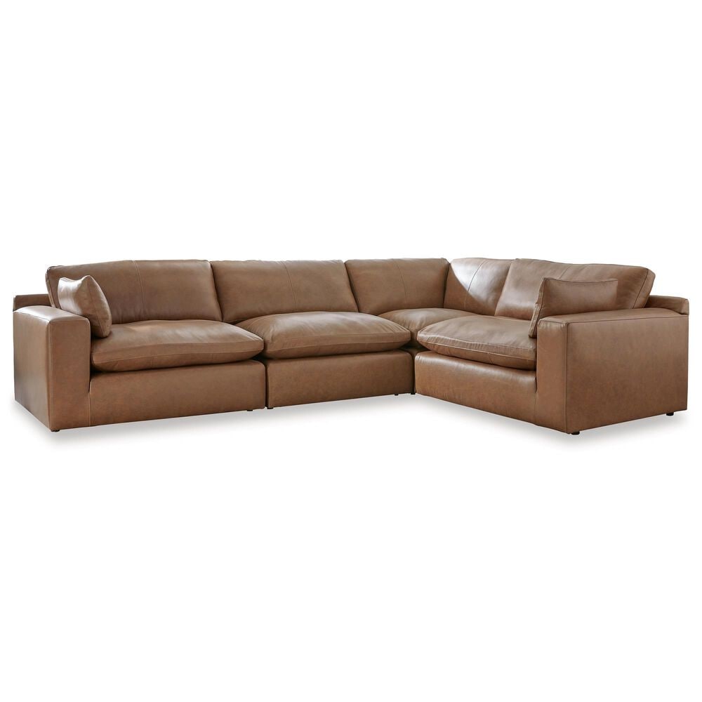 Ashley Emilia 4-Piece Stationary Reversible Sectional in Caramel, , large