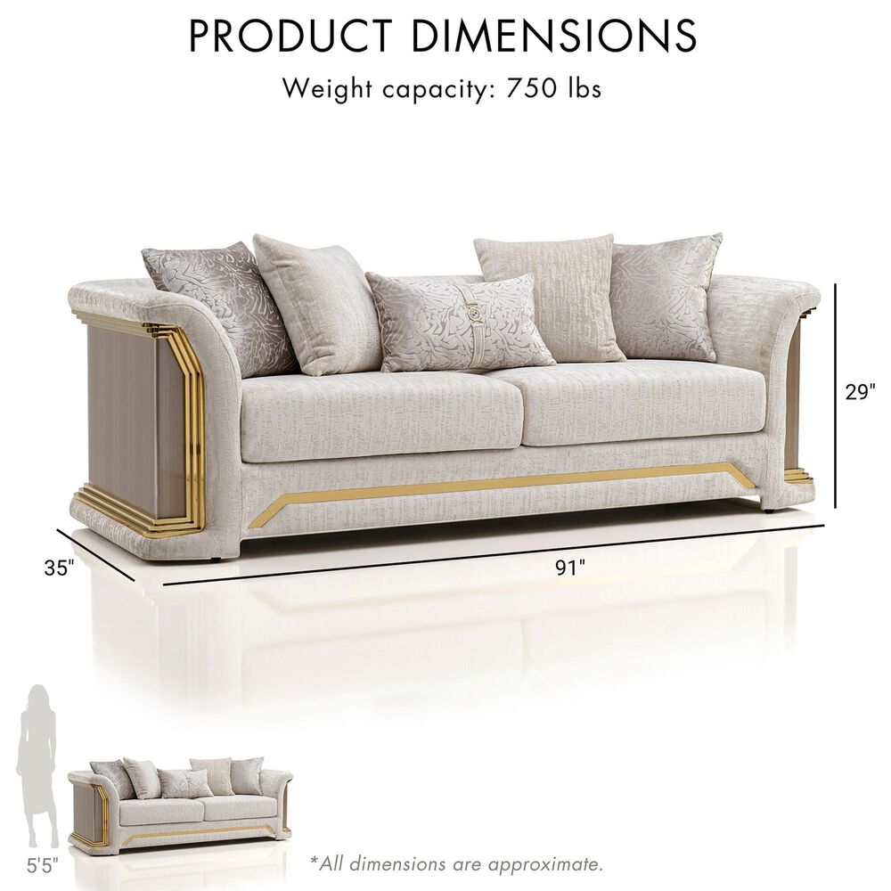 Furniture of America Ospray Stationary Sofa with Accent Pillows in Metallic Taupe, , large