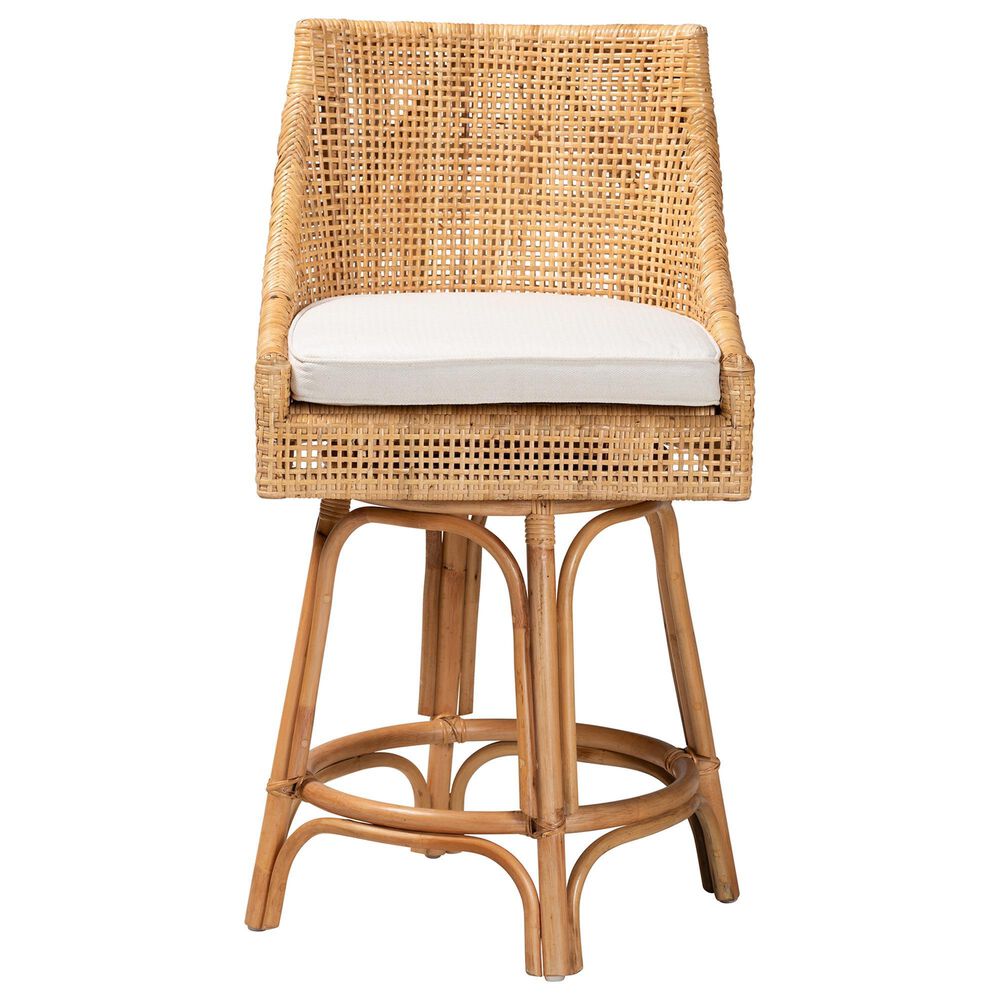 Baxton Studio Bella Swivel Counter Stool in Natural Brown, , large
