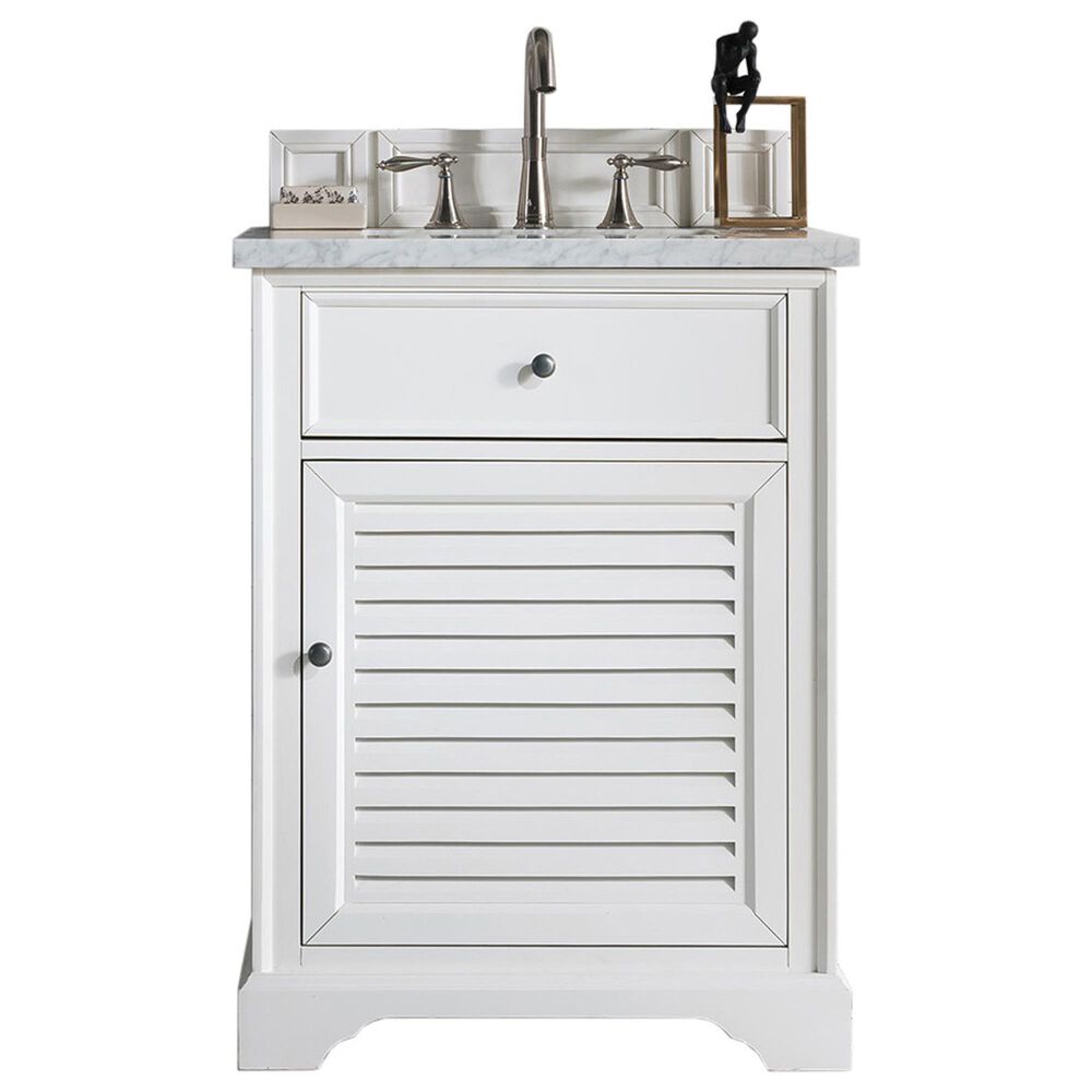 James Martin Savannah 26" Single Bathroom Vanity in Bright White with 3