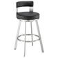 Blue River Flynn 30" Swivel Bar Stool with Black Cushion in Brushed Stainless Steel, , large
