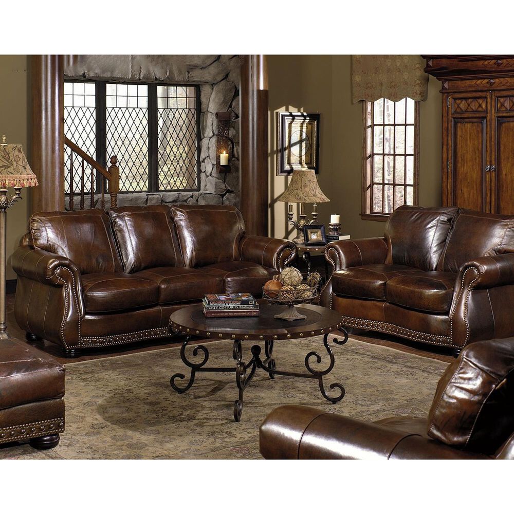 USA Premium Leather Stationary Sofa in Chesterfield Cowboy, , large