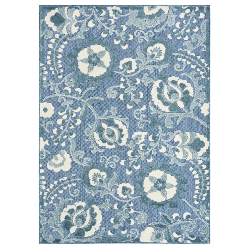 Nourison Aloha ALH17 Blue 9" x 12" Indoor/Outdoor Area Rug, , large