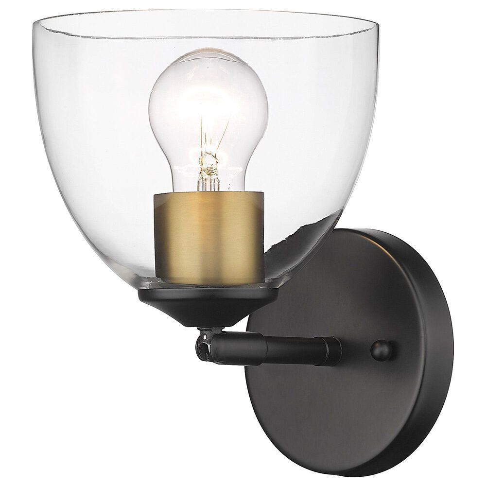 Golden Lighting Roxie 1-Light Wall Sconce with Brushed Champagne Bronze Accent in Matte Black, , large