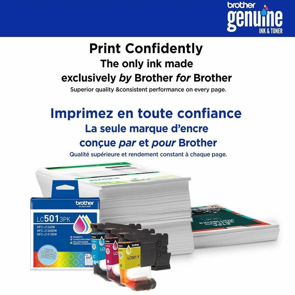 Brother 3-Pack LC501XL3PKS High Yield Ink Cartridges in Cyan, Magenta, and Yellow, , large