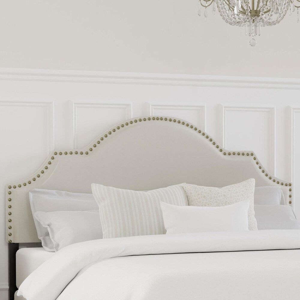 Richlands Furniture Cynthia Upholstered Full/Queen Adjustable Headboard in Cream, , large