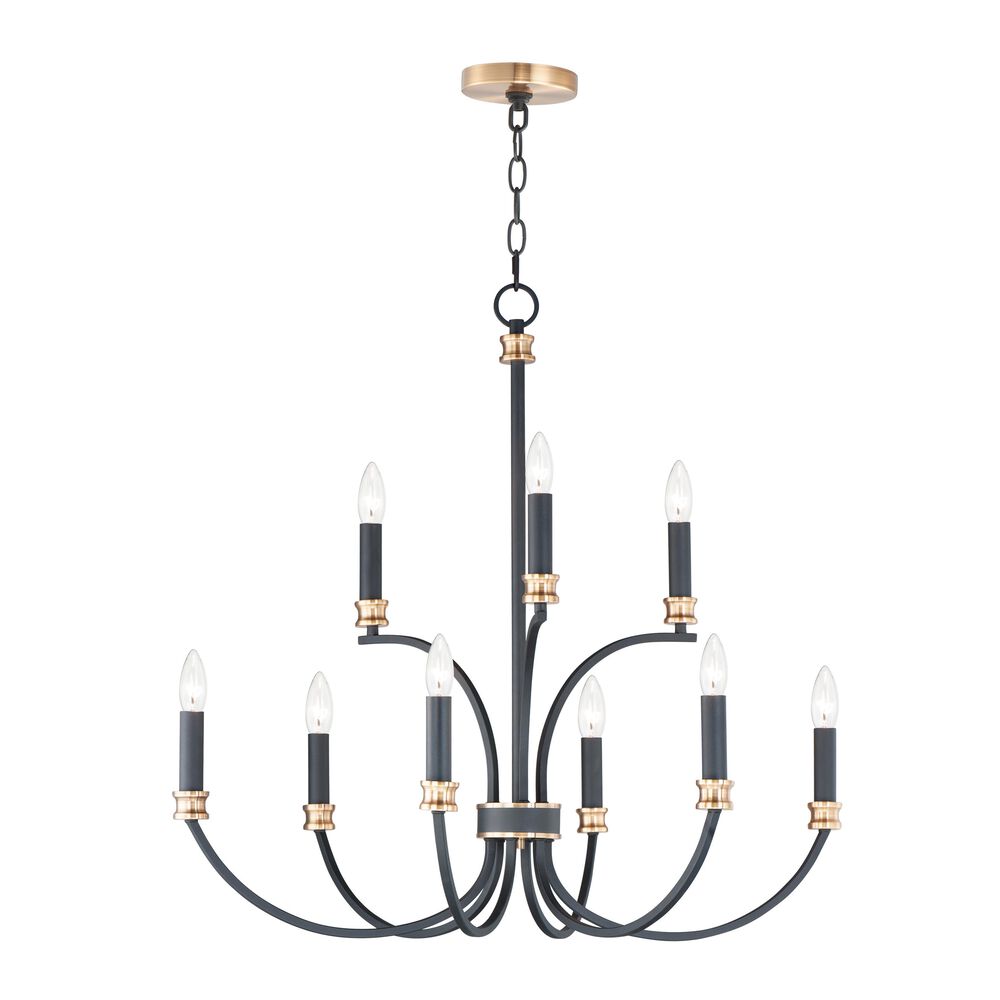 Maxim Lighting Charlton 9-Light Chandelier in Black and Antique Brass, , large