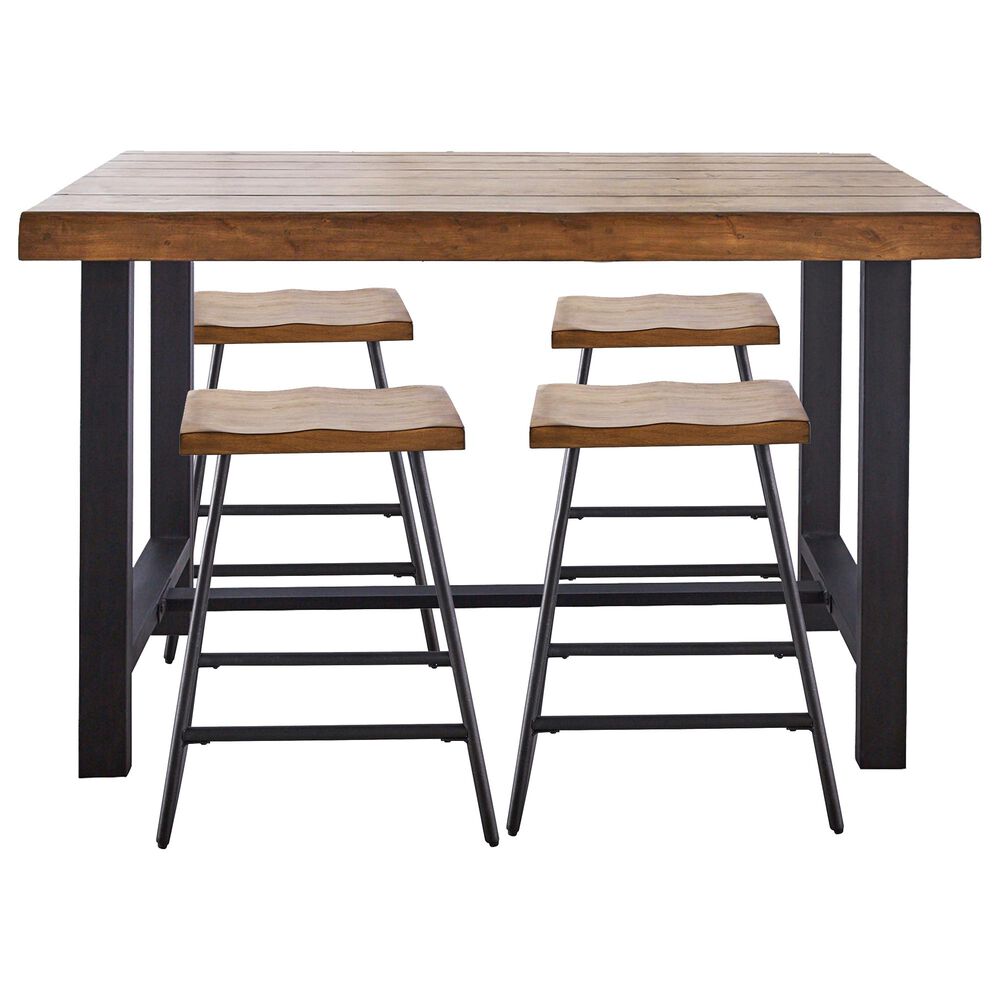 steve silver landon counter table and 4 stools in natural honey nebraska furniture mart