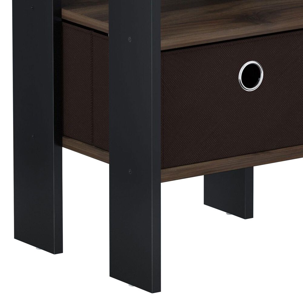 HOMLUX 2-Piece 1-Shelf End Table with Bin Drawer in Walnut and Dark Brown, , large