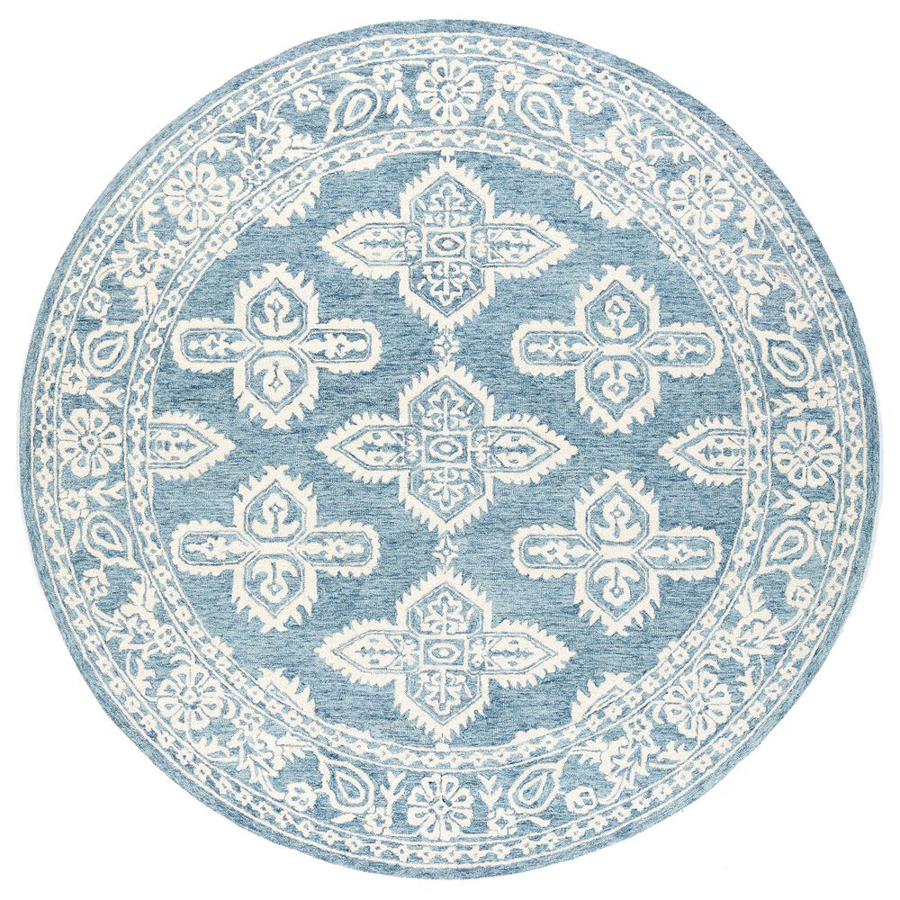 Surya Granada GND-2300 8" Round Pale Blue, Beige and Sky Blue Area Rug, , large