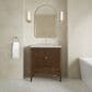 James Martin Myrrin 30" Single Bathroom Vanity in Mid-Century Walnut with 3 cm Carrara Marble Top and Rectangular Sink, , large
