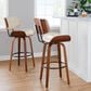 LumiSource Lombardi 30" Swivel Barstool with Cream Faux Leather Upholstery in Walnut and Black (Set of 2), , large