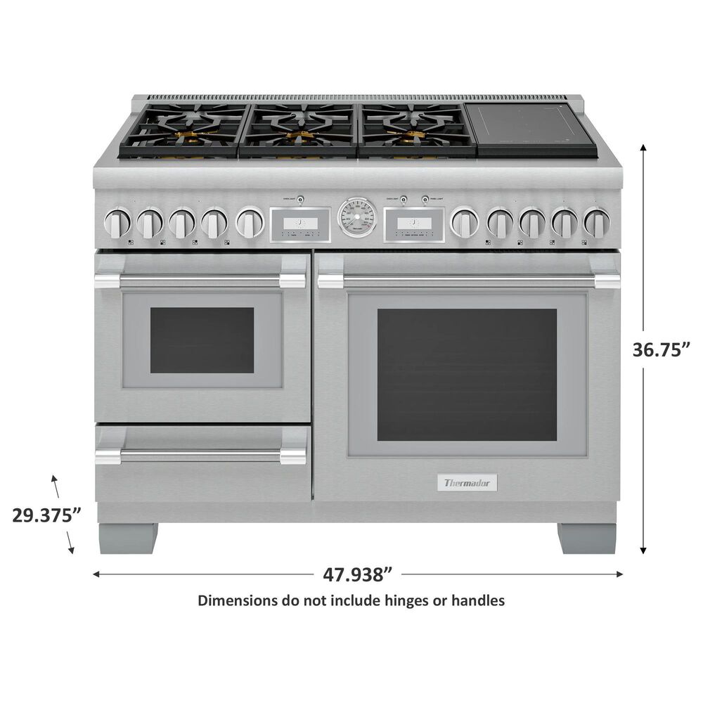 Thermador 48&quot; Pro Grand Commercial Depth Dual Fuel Steam Range in Stainless Steel, , large