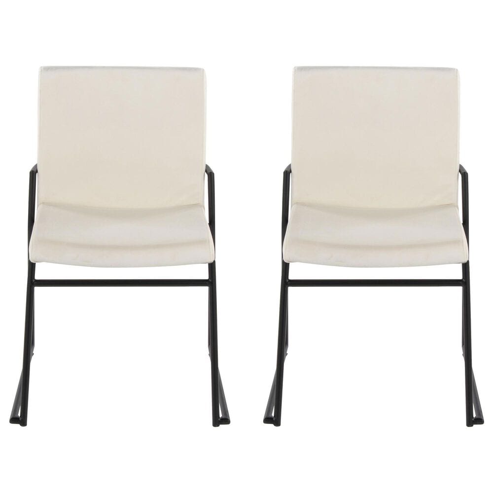 LumiSource Dutchess Side Chair with Cream Velvet Cushion in Black (Set of 2), , large