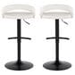 LumiSource Grotto Adjustable Bar Stool with White Faux Leather Upholstery in Black (Set of 2), , large