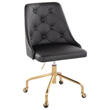 Lumisource Marche Adjustable Office Chair with Black Cushion in Gold, , large