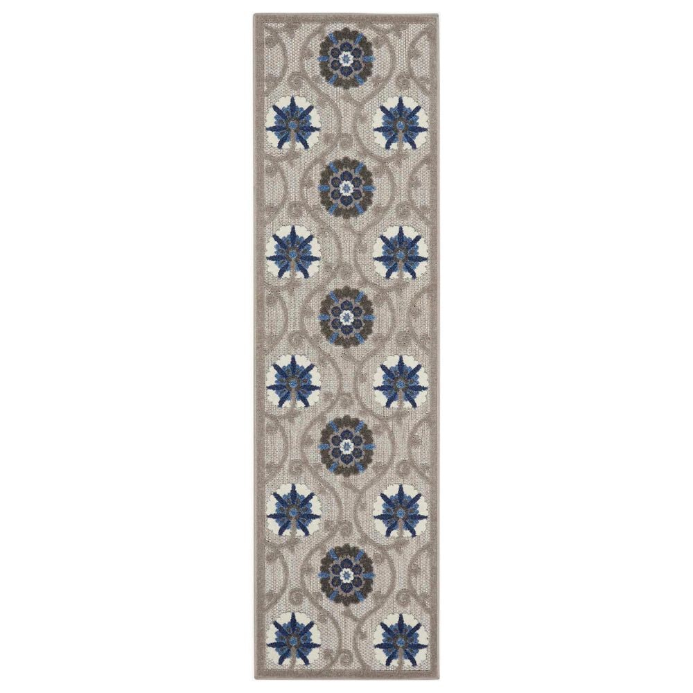 Nourison Aloha 2"3" x 8" Grey and Blue Indoor/Outdoor Runner, , large