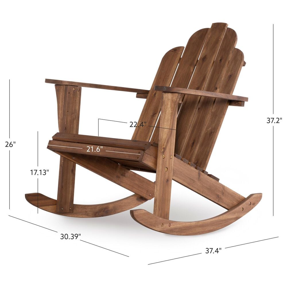 Linon Home Decor Adirondack Patio Rocking Chair in Acorn, , large