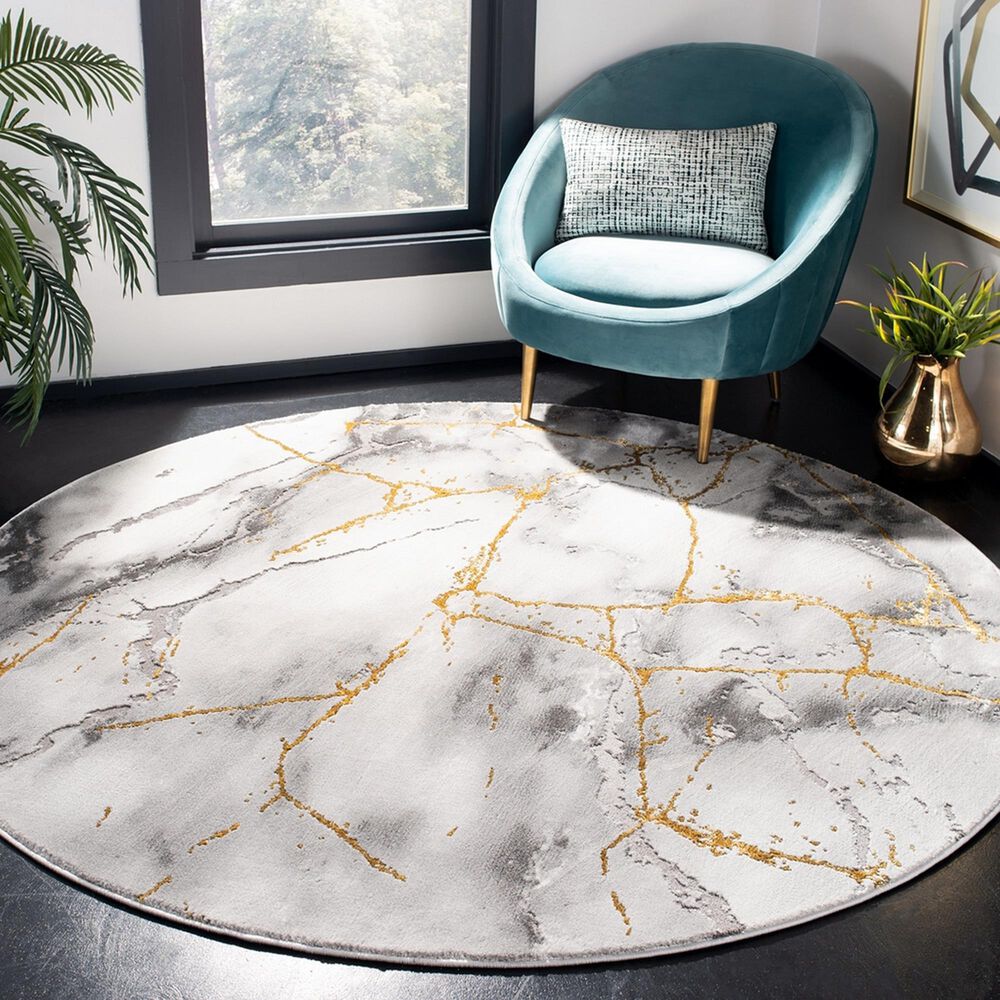 Safavieh Craft CFT877F 10&#39; Round Grey and Gold Area Rug, , large