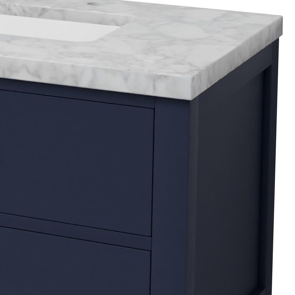 Lexora Home Castor 80" Double Bathroom Vanity in Blue with 2 cm White Carrara Marble Top and Rectangular Sinks, , large