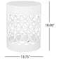 Hearth and Haven Large Cylindrical-Shaped Iron Patio End Table in White, , large
