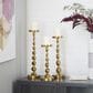 Maple and Jade Candle Holder in Polished Gold (Set of 3), , large