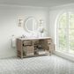 James Martin Vanities Breckenridge 60" Single Bathroom Vanity in Whitewashed Oak with 3 cm Arctic Fall Solid Surface Top and Rectangular Sink, , large
