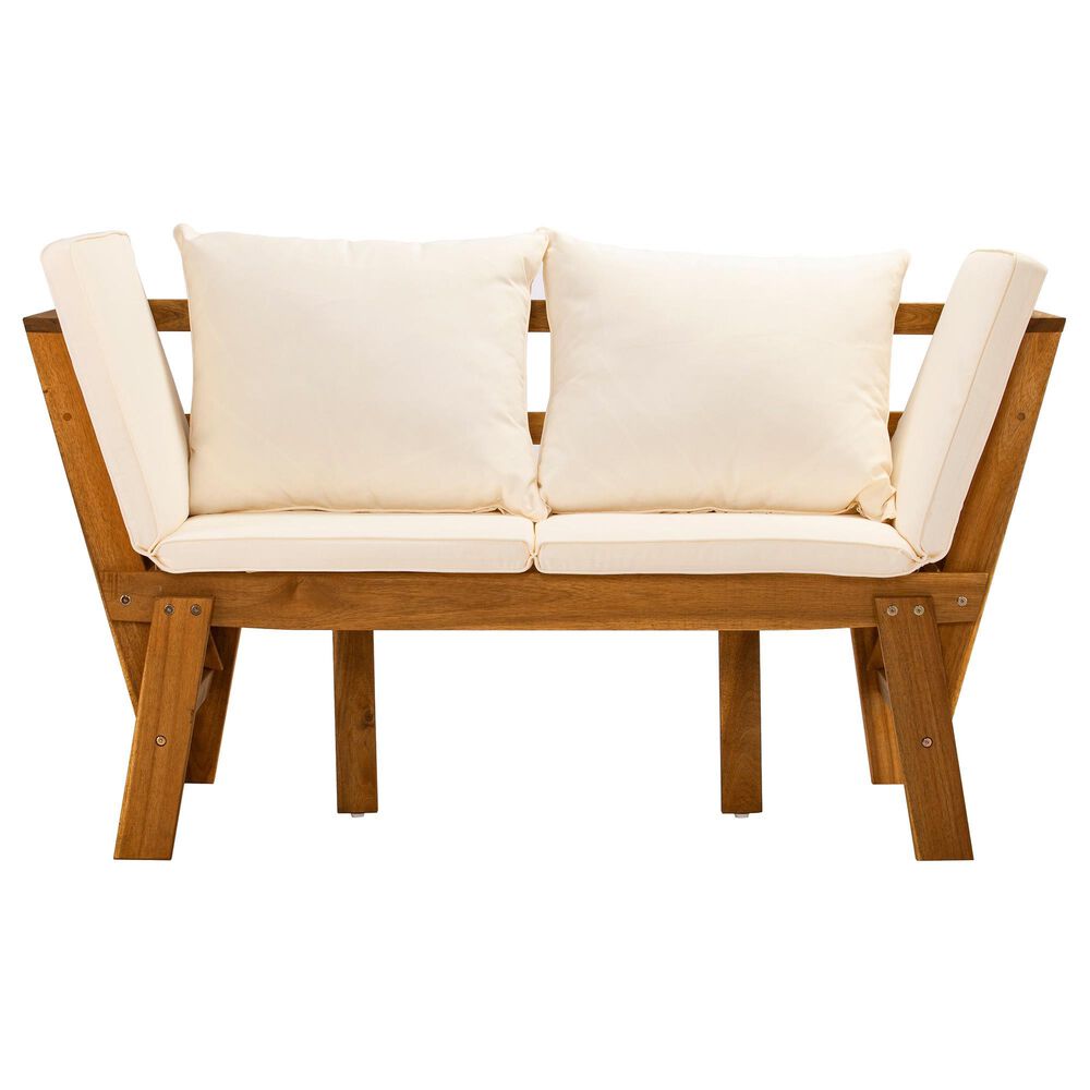 Southern Enterprises Dolavon Patio Loveseat in Oiled Acacia, , large