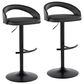 LumiSource Grotto Adjustable Bar Stool with Black Faux Leather Upholstery in Black (Set of 2), , large