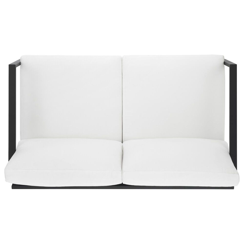 Linon Home Decor Holland Outdoor Loveseat with White Cushions in Black, , large