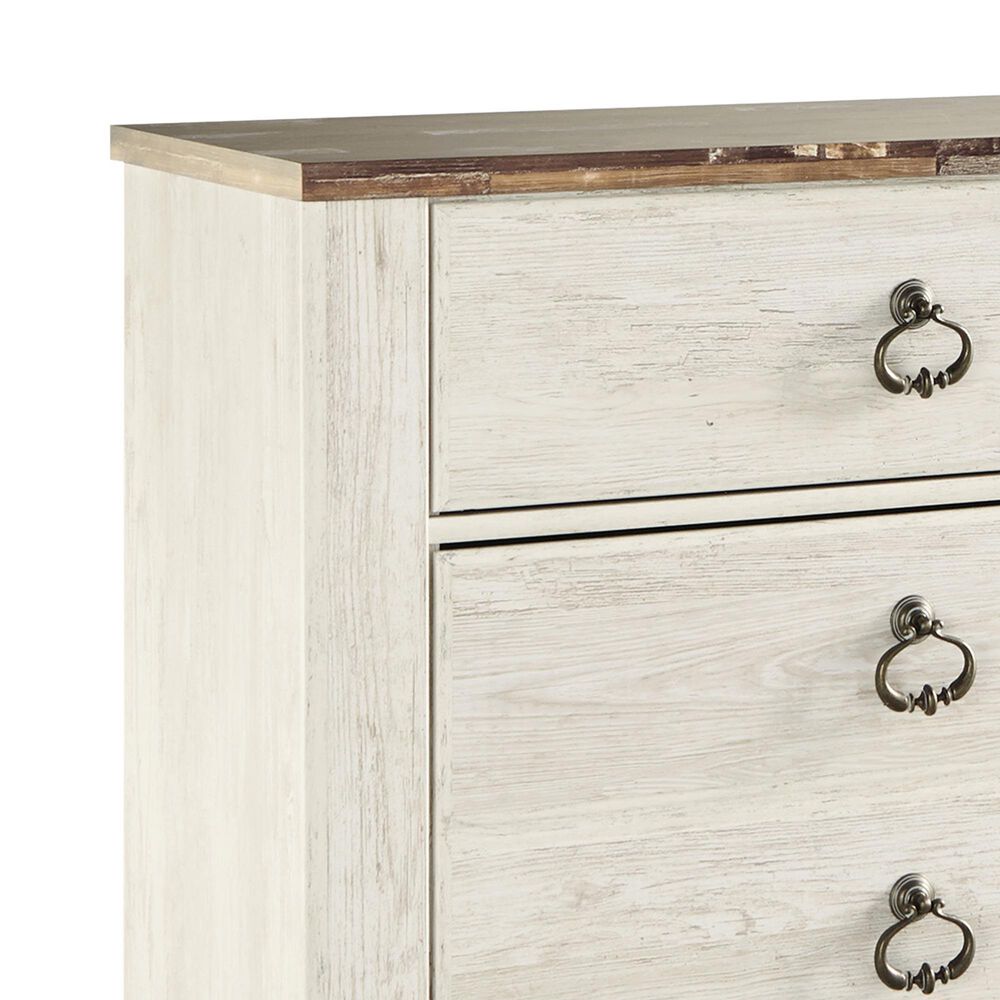 Ashley Willowton 4-Piece Full Storage Bedroom Set in Whitewash, , large