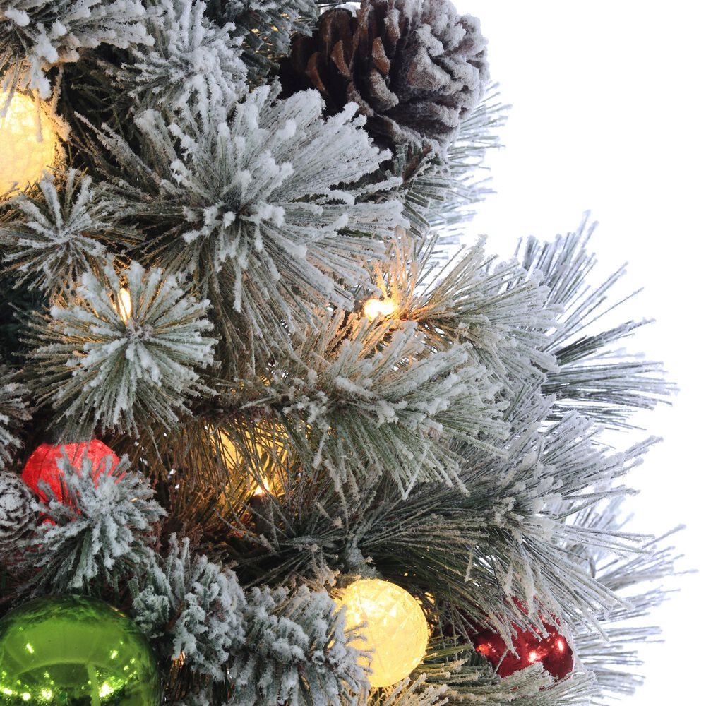 The Gerson Company 4.5&#39; Pre-Lit Pine Artificial Christmas Tree with White LED Lights in Green, , large