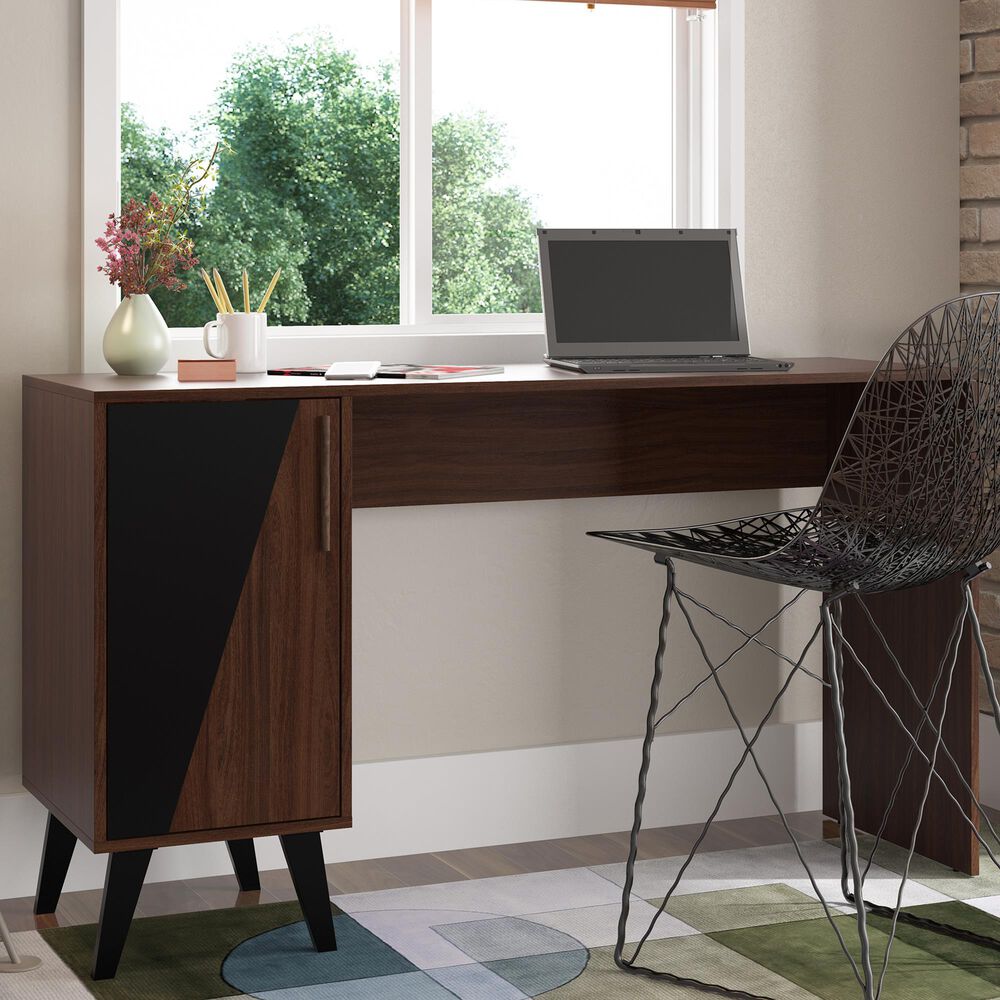 Dayton Hogan 2-Shelf Office Desk in Dark Brown, , large