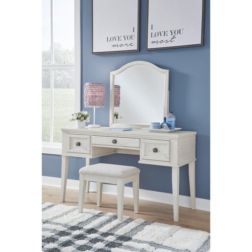 Ashley Robbinsdale Vanity with Stool in Antique White, , large